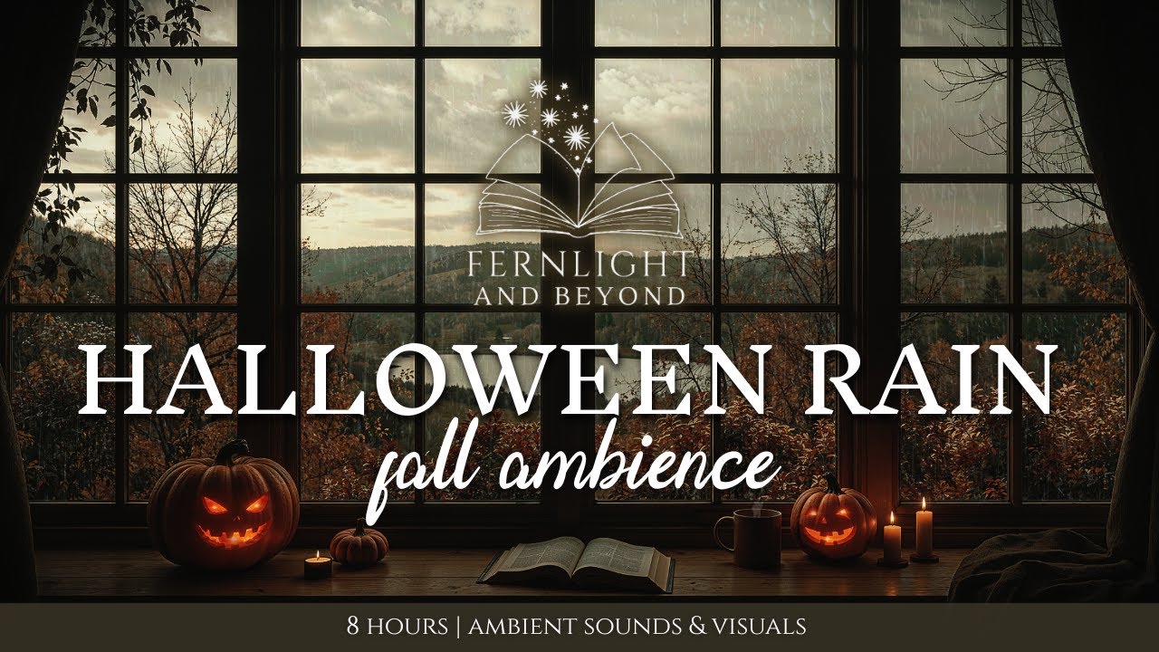 8 Hours of Cozy Halloween Ambience with Rain, Pumpkins, Candles & a Peaceful Autumn Window