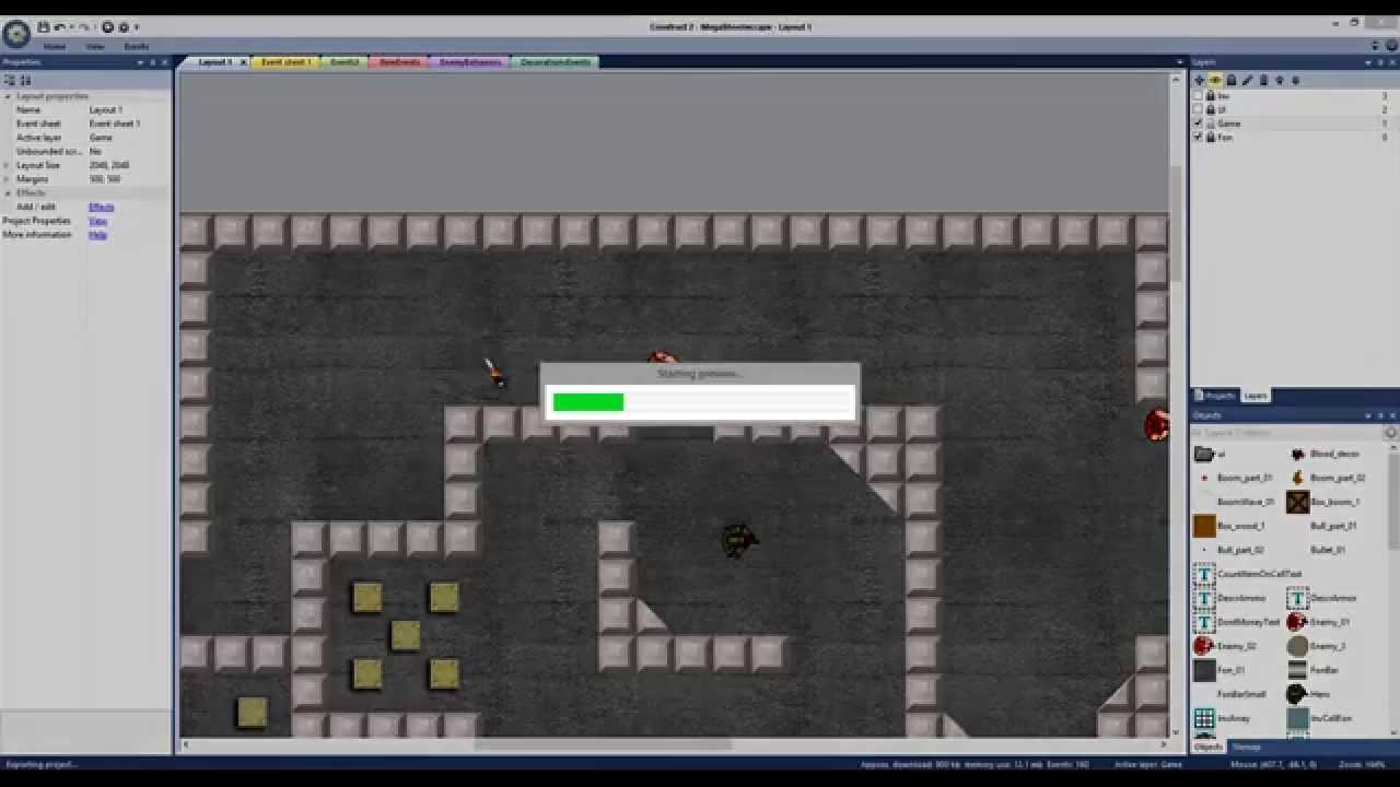 Construct 2, урок 10 - простейший ИИ, перетягивание предметов