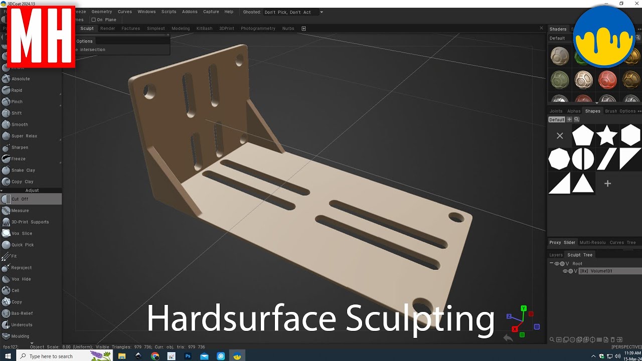 3DCoat series #28 : Hard surface Sculpting a bracket
