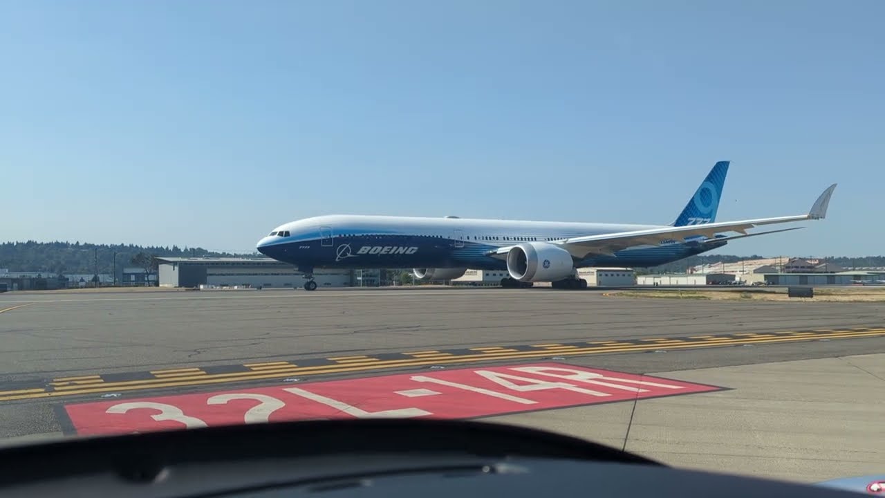 Boeing 777X taxiing at Boeing Field KBFI