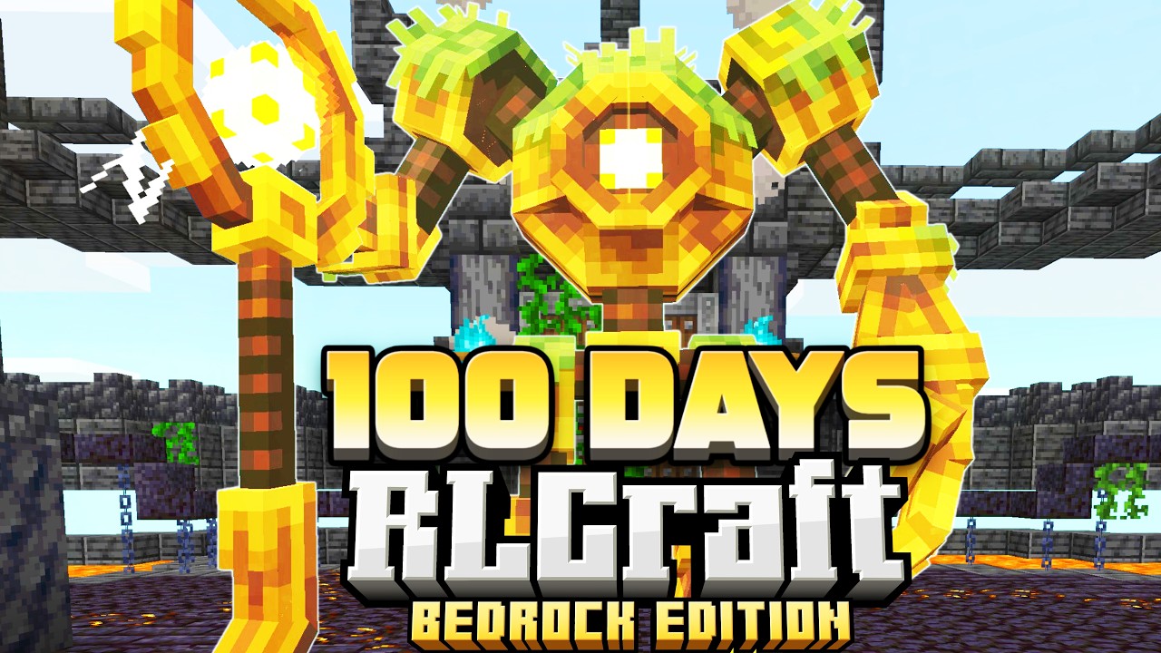 I Survived 100 Days in RLCRAFT BEDROCK Edition!