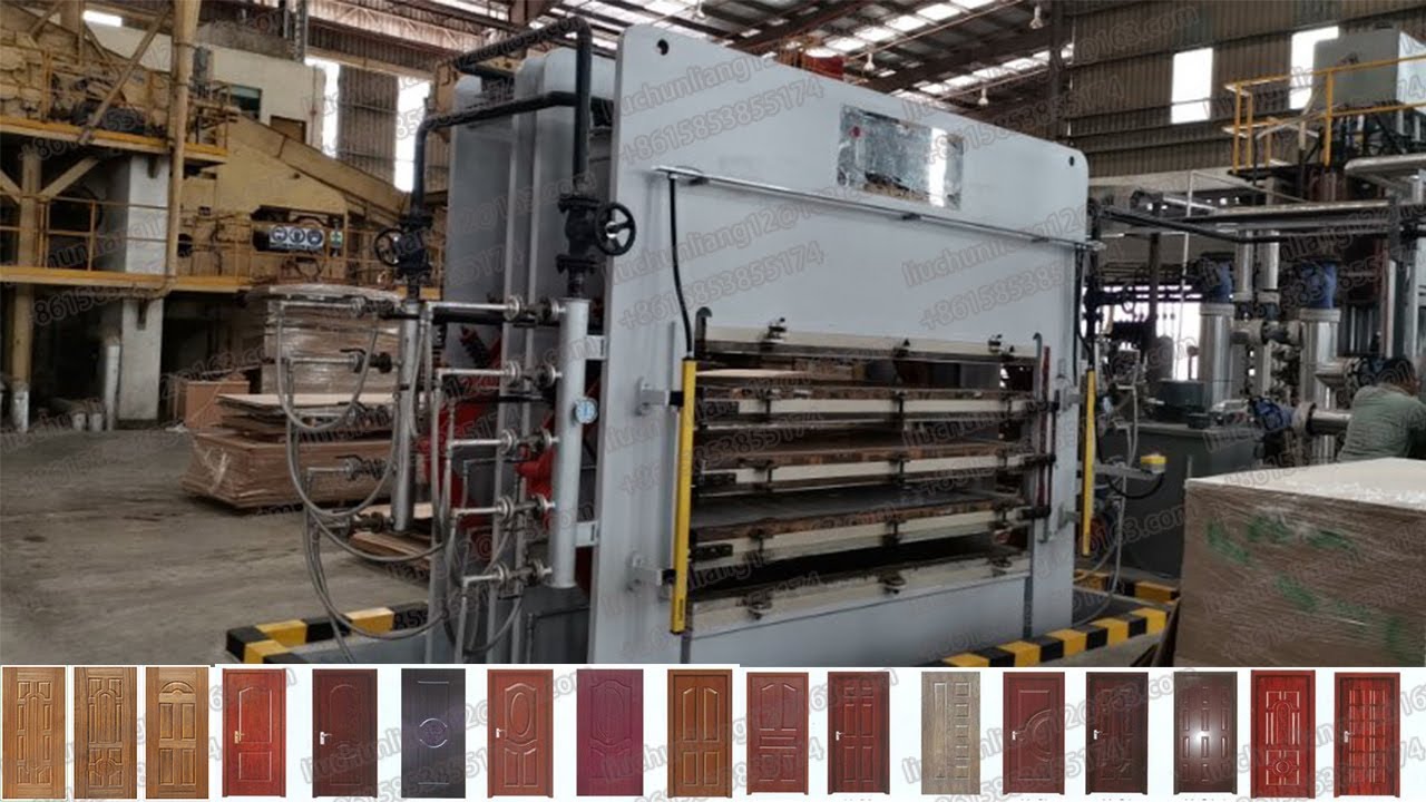 complete melamine HDF door skin manufacturing process-how to make mould door skin
