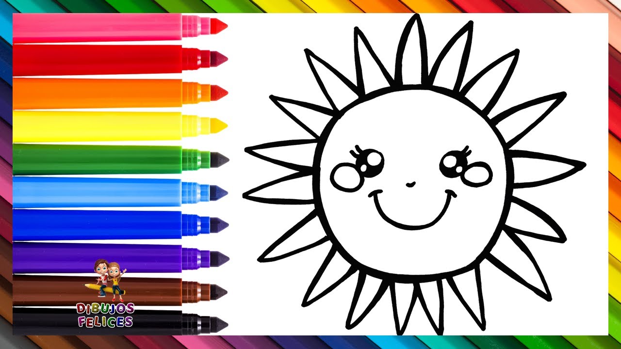 Dibuja y Colorea Un Lindo Sol 🌞🌈 Dibujos Para Niños