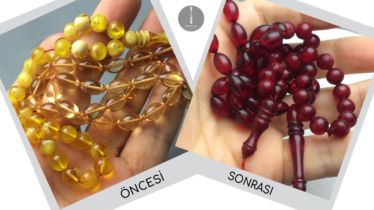 İkili Ateş Sıkma Kehribar Tesbihlere Renk Verme İşlemi