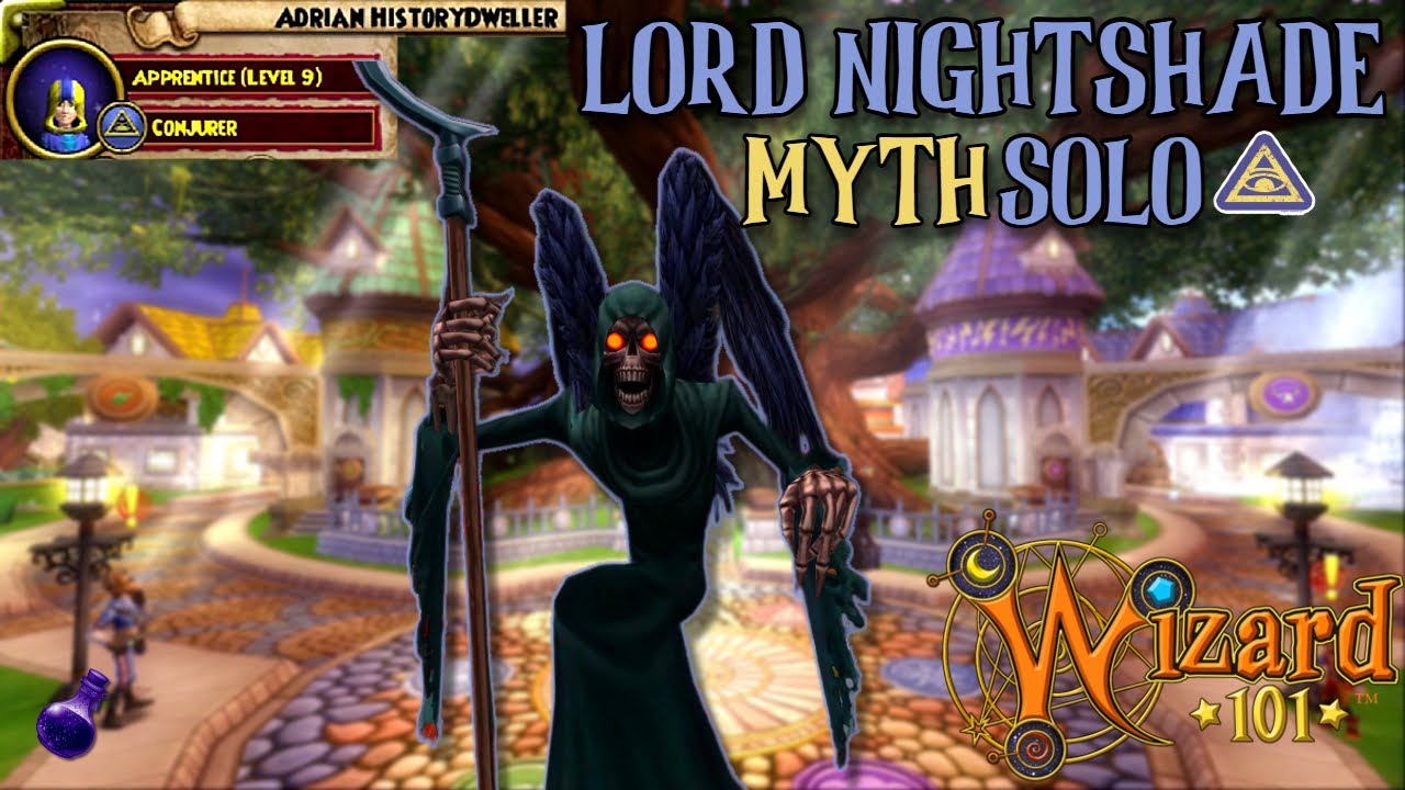Wizard101 Solo Lord Nightshade Level 9 (Full Game Crownless Solo Challenge)