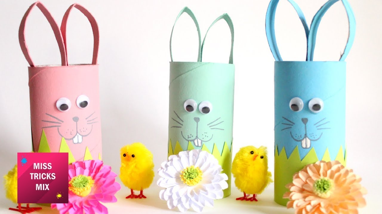 DIY : How to make an Easter  bunny using toilet paper roll/  Easter Crafts
