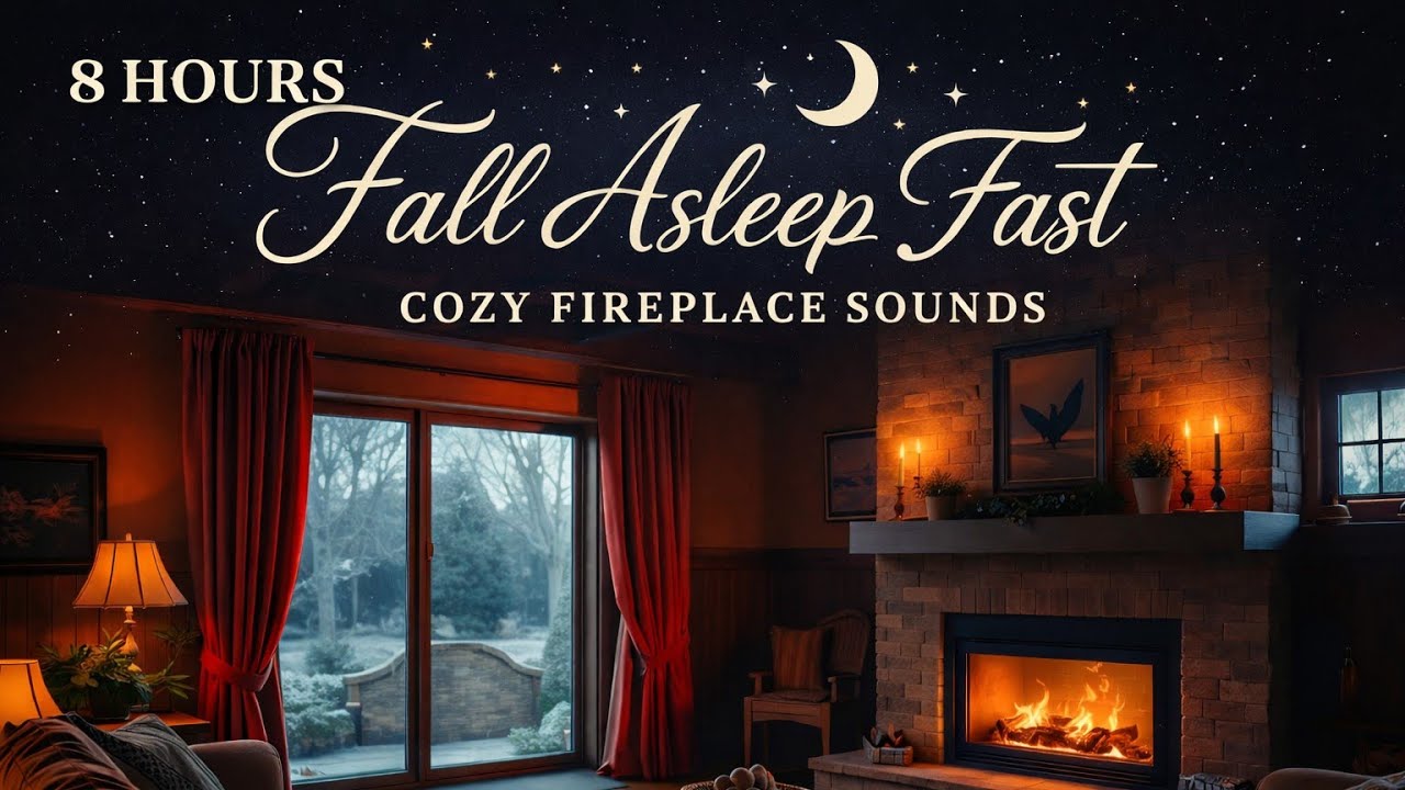 8 Hours Cozy Living Room Fireplace 🔥 | Relaxing Background TV Ambience for Sleep & Chill