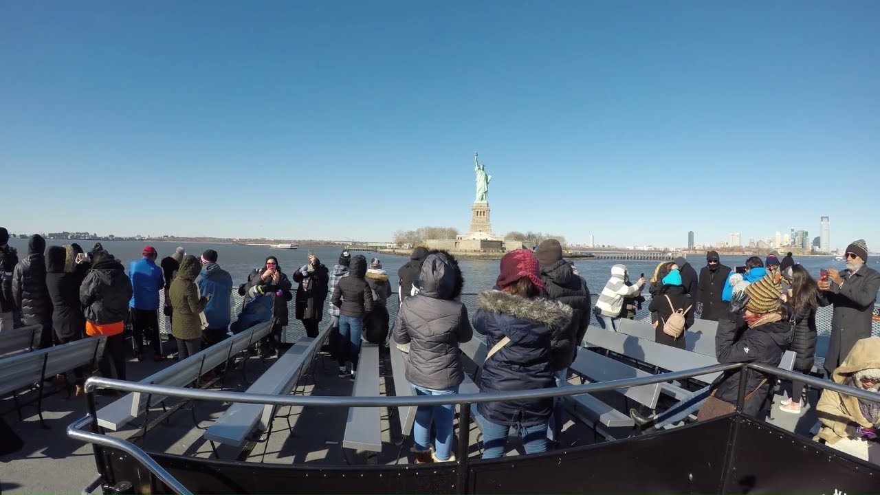 ⁴ᴷ Паромная прогулка от Battery Park до острова Свободы в Нью-Йорке с круизами вокруг статуи