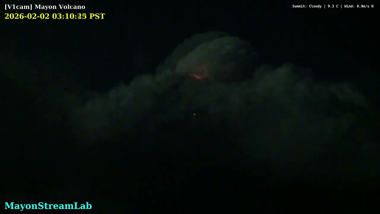 Mayon Volcano: 24-Hour Time-lapse [500x Speed] - February 02, 2026