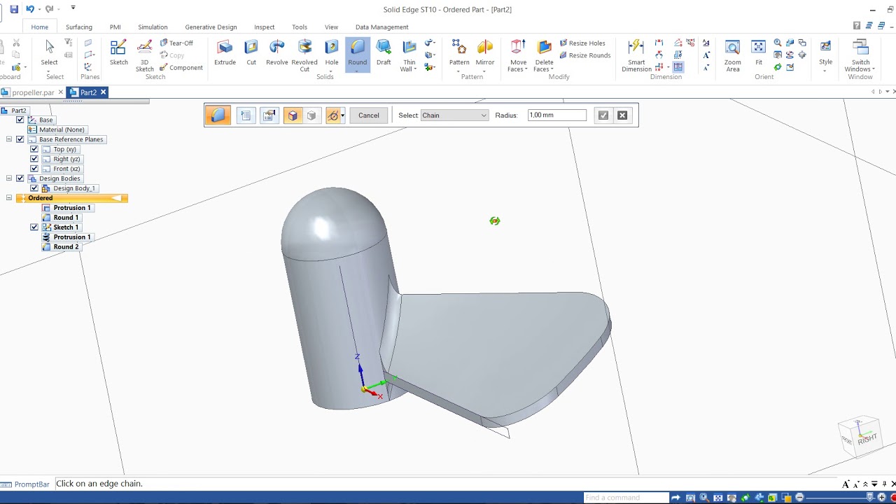 How to draw propeller in Solid Edge - ST10