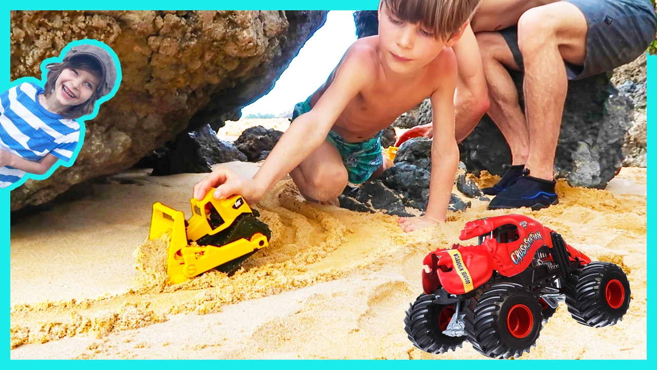 Construction Trucks Build a Sand Road for Monster Trucks