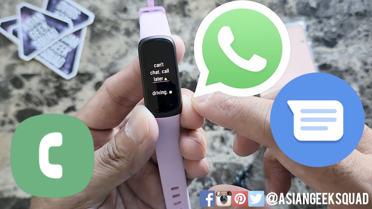 Телефонные звонки, текстовые сообщения (SMS) и WhatsApp с помощью Fitbit Inspire 3.