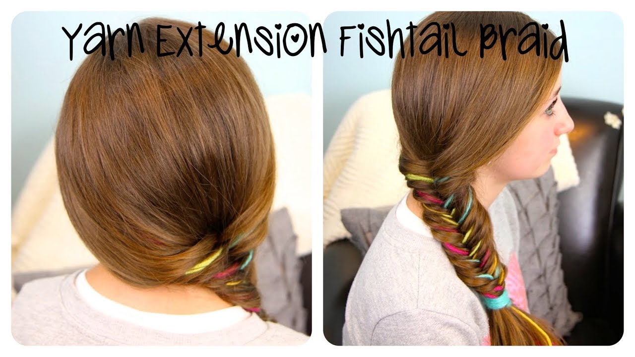 Yarn Extension Fishtail Braid | Color Highlights | Cute Girls Hairstyles