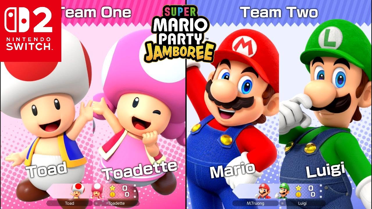 Super Mario Party Jamboree (Switch 2) - Tag Team: Mario & Luigi vs. Toad & Toadette (Hard)