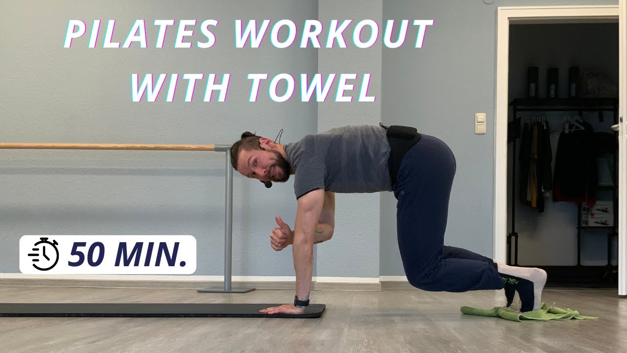 pilates workout with towel