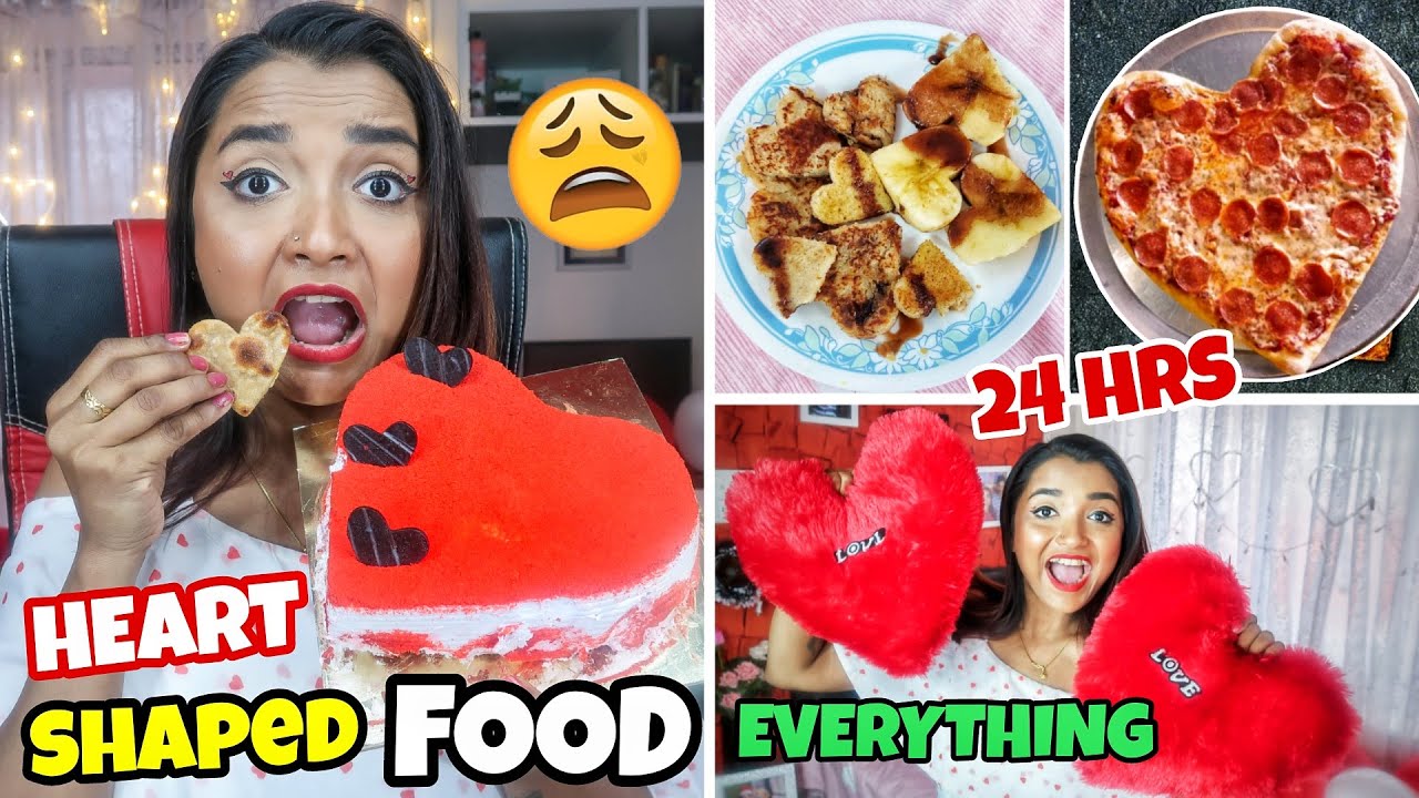 I Ate HEART SHAPED FOOD for 24 Hours - Cooking & Using Only HEART Shape THING - Food CHLLENGE India