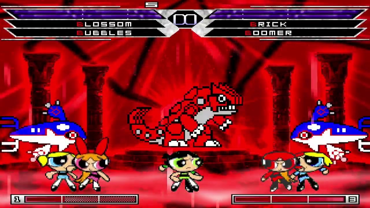 KOF MUGEN Tag Team Blossom Omegaphysho & mvc bubbles & mvc buttercup vs brick & boomer & butch