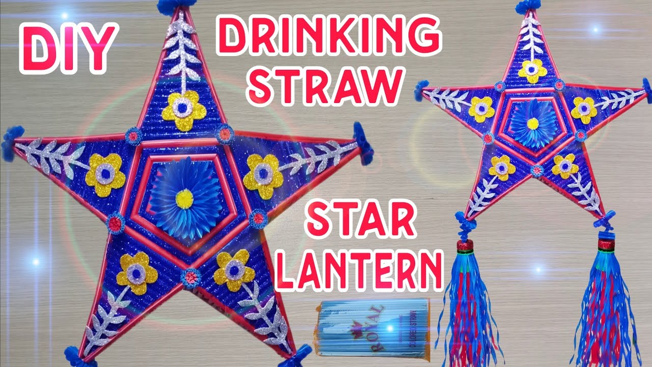 STRAW PAROL/Christmas lantern/How to make drinking straw christmas STAR lantern/PAROL/DECOR/DIYCRAFT