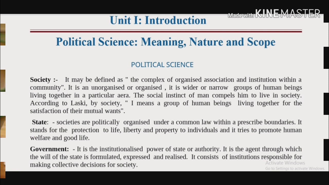 Meaning, Nature, Scope and Approaches of political science  B.A 1st Semester