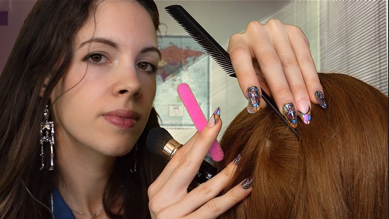 ASMR Girl In The Back Of Class Plays With Your Hair (+ Nails and Makeup)