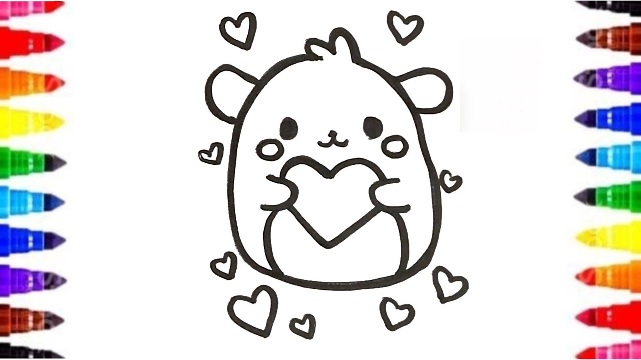 Kalpli Squishmallow ❤️ çocuklar için kolay çizim ve boyama
