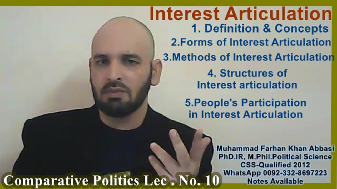 Interest Articulation Lec. No. 10 : Comparative Politics I CSS I PMS   I By M Farhan Khan Abbasi