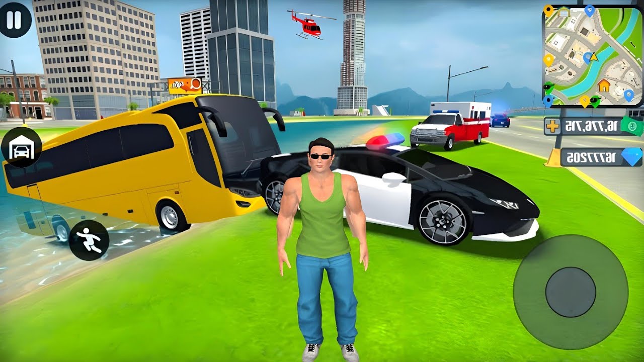 US Police Car and Public Transport Bus Driving in Open World - Android Gameplay FHD