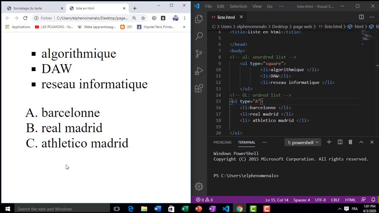 les listes en html