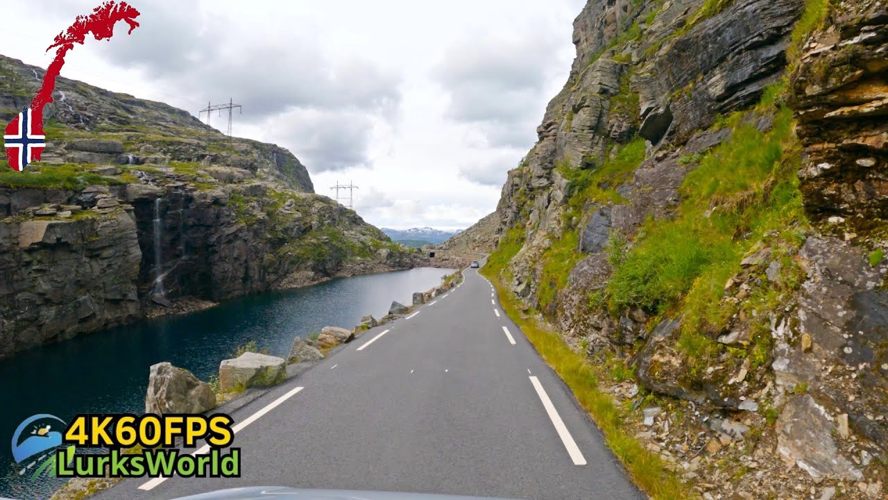Scenic Drive in Norway - Røldal Road To Langfoss Waterfall - 4K60