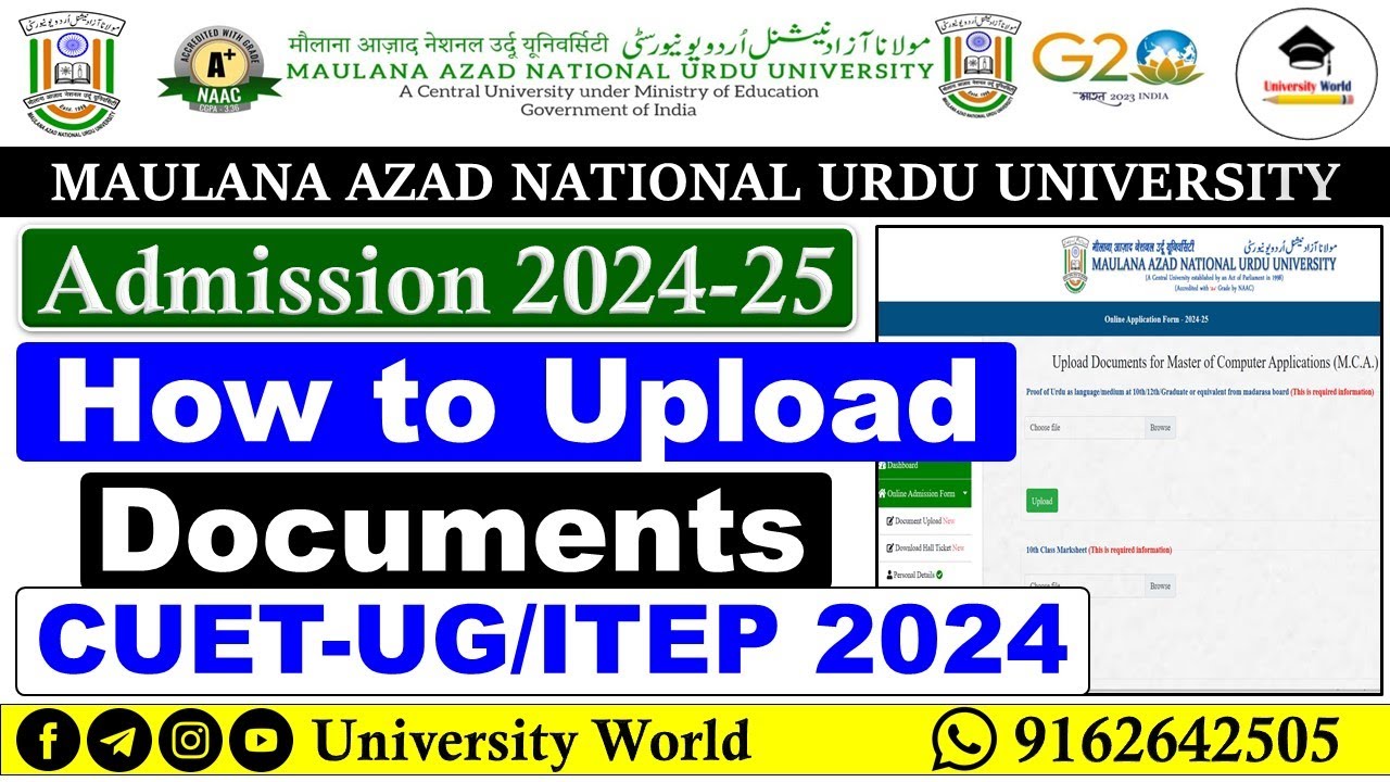 Manuu How to Upload Documents for Verification CUET-UG/ITEP 2024 | B.A, B.SC+B.Ed| @UniversityWorld