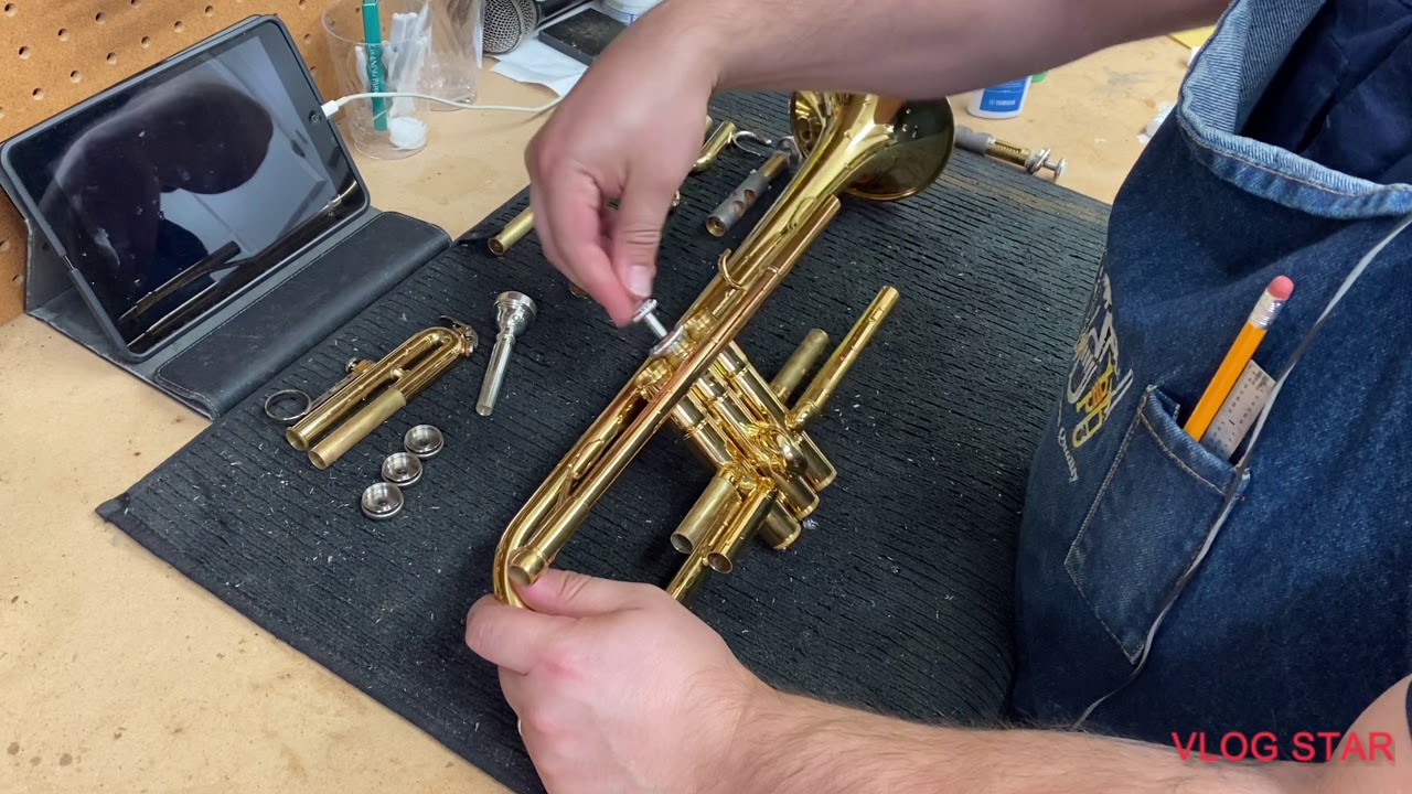Ultrasonically cleaning a trumpet