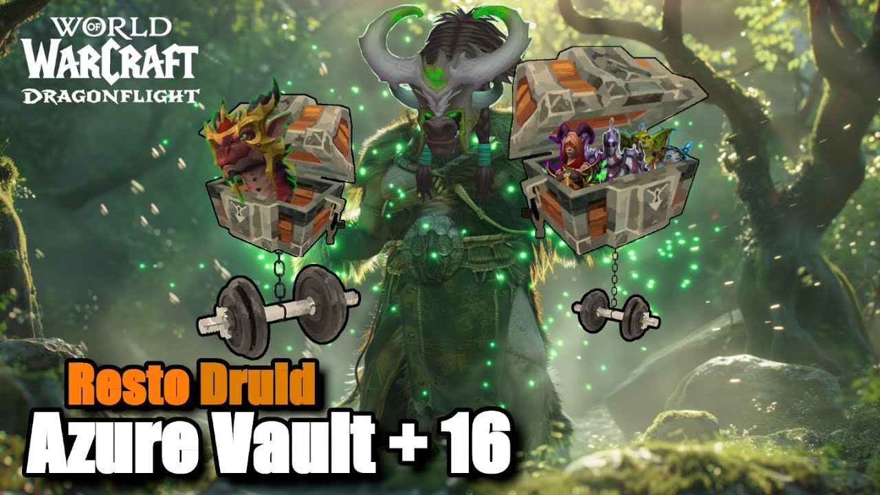 Azure Vault +16 Tyrannical | Resto Druid Gameplay | WoW Dragonflight M+ Season 4