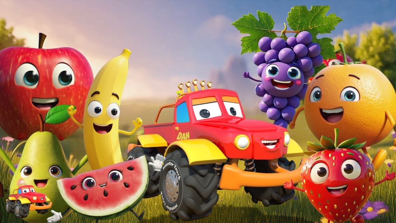 Fruit Adventure - Fun Learning Video with Monster Truck Dan, Educational Nursery Rhymes for Kids
