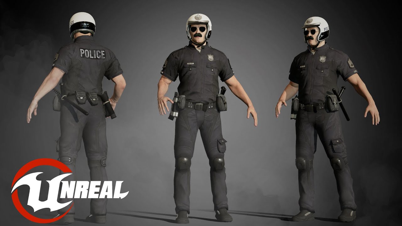 Animated Low poly Game Ready POLICE OFFICER/ 3D