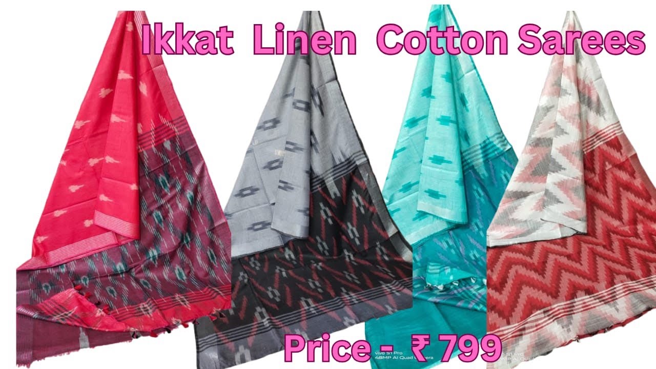 Ikkat Linen Saree !! Ikat Linen Cotton Saree @ ₹799