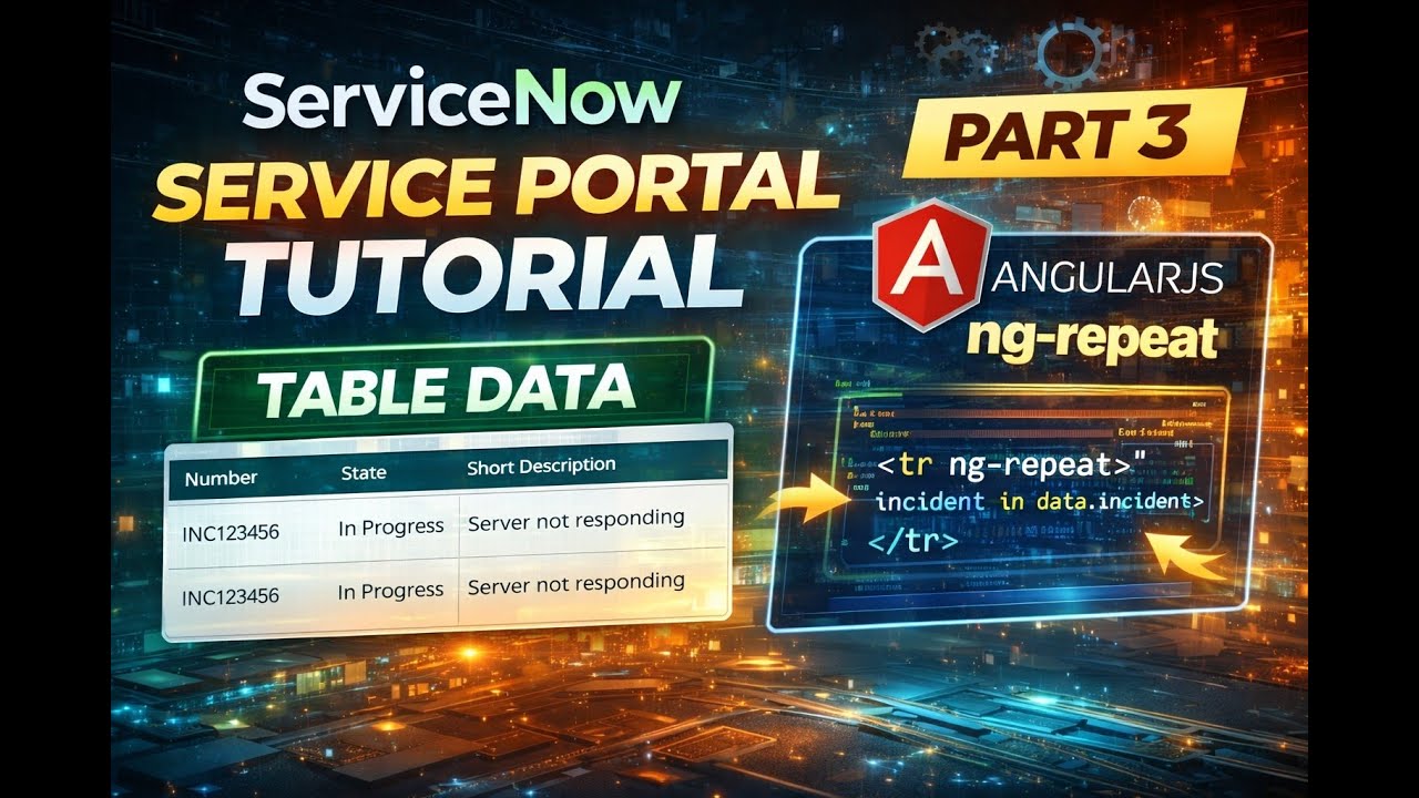 ServiceNow Service Portal Tutorial Part 3 | Pull Table Data & ng-repeat (AngularJS)