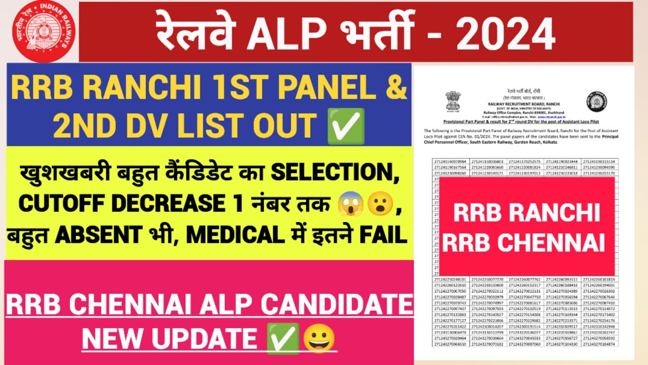RRB Ranchi ALP 1st PANEL & 2nd DV List Out ✅ 🎉😀//Rail Swaraj 
