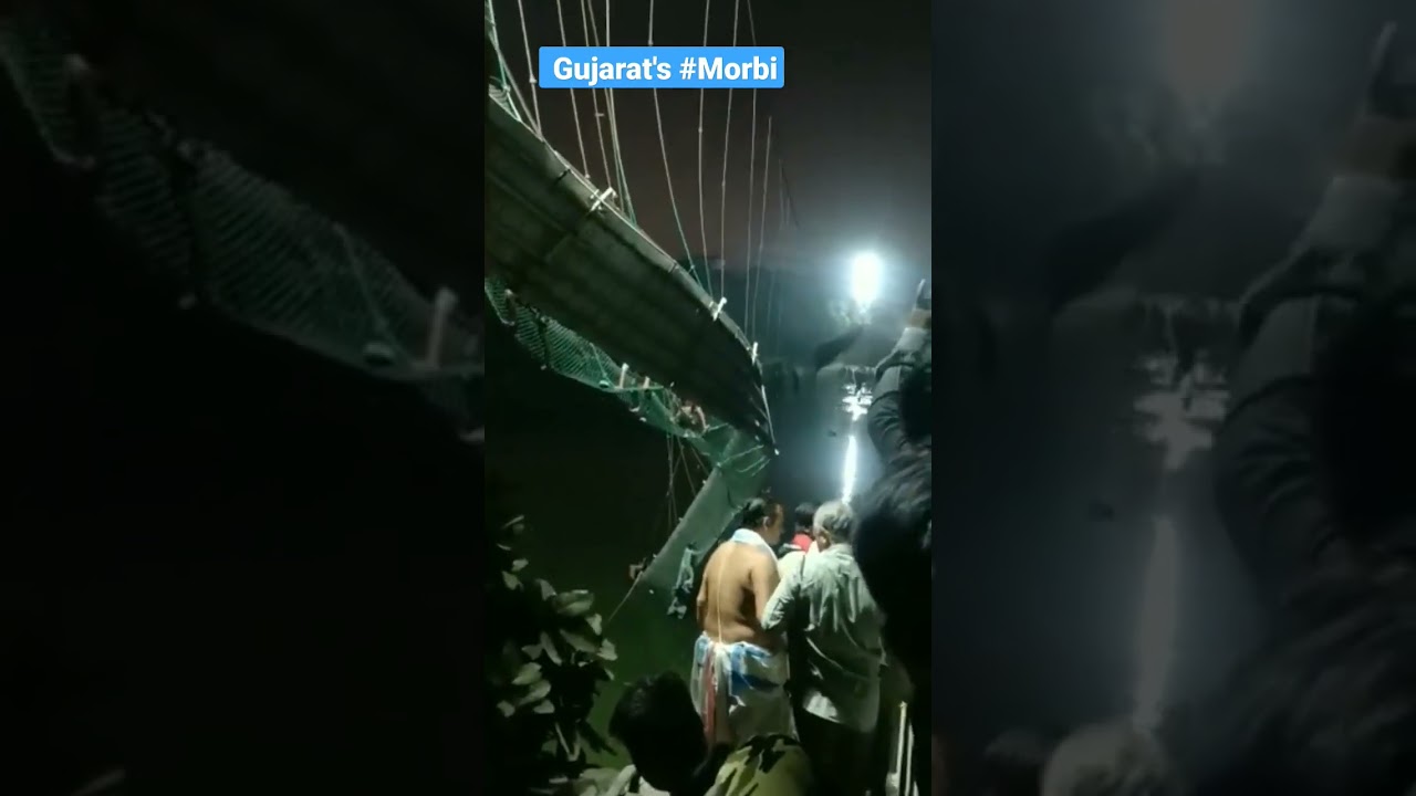 A cable bridge in Gujarat's #Morbi collapsed with 500 people, More than 100 sink in Water.