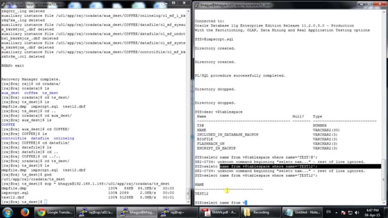 Transport tablespace by using RMAN.