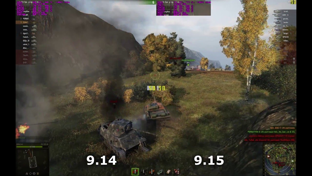 Xeon x5460 4Ghz GTX 970 Test World of Tanks 9.14 vs 9.15