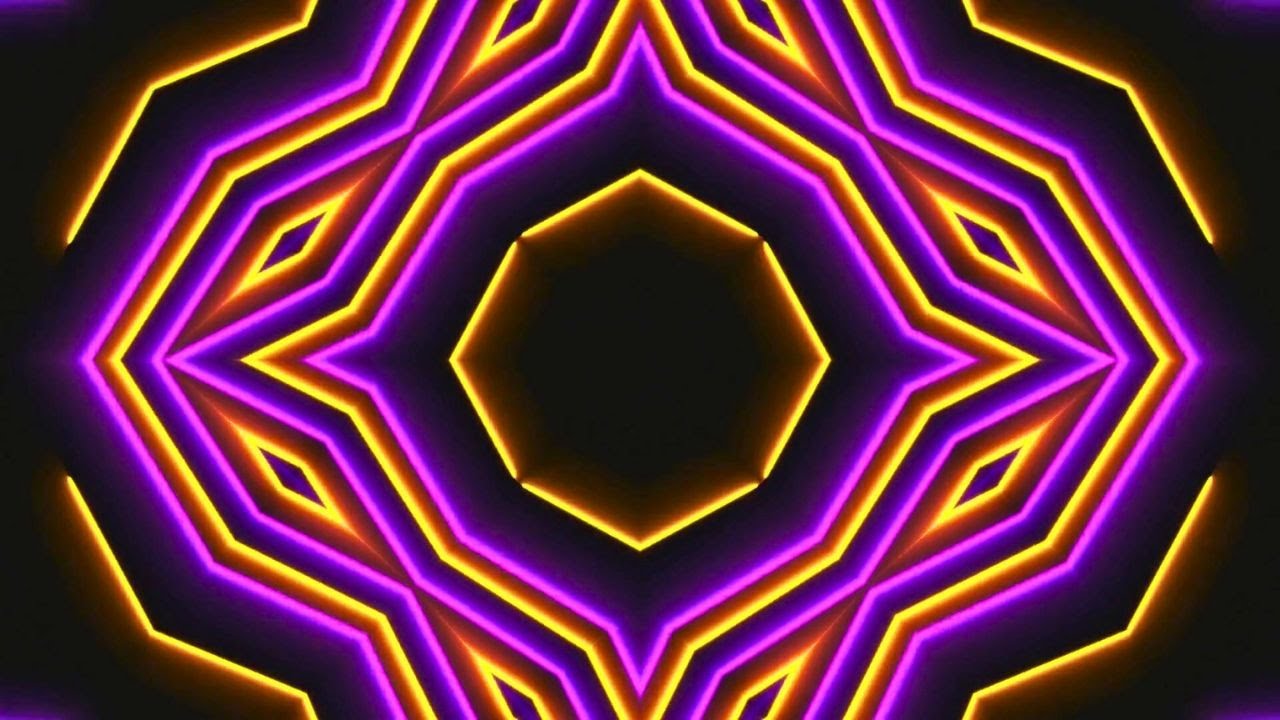 DJ Disco Stage Party Lights Effect on Neon Screen