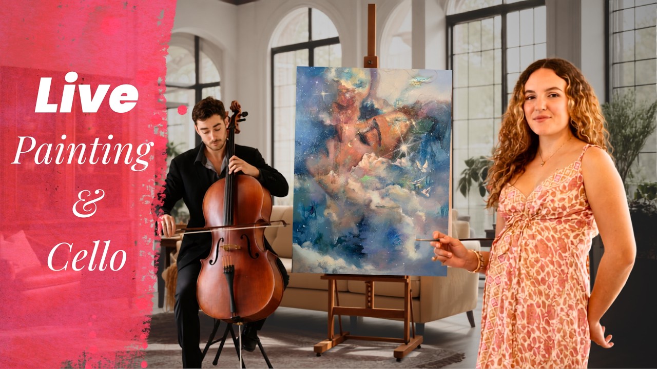 Painting with Beautiful Live Cello Music
