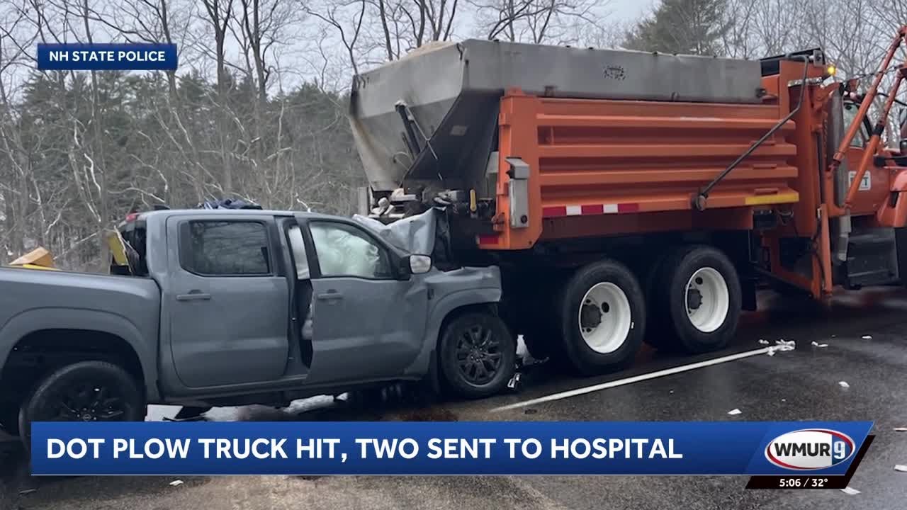 Pickup truck crashes into DOT plow truck