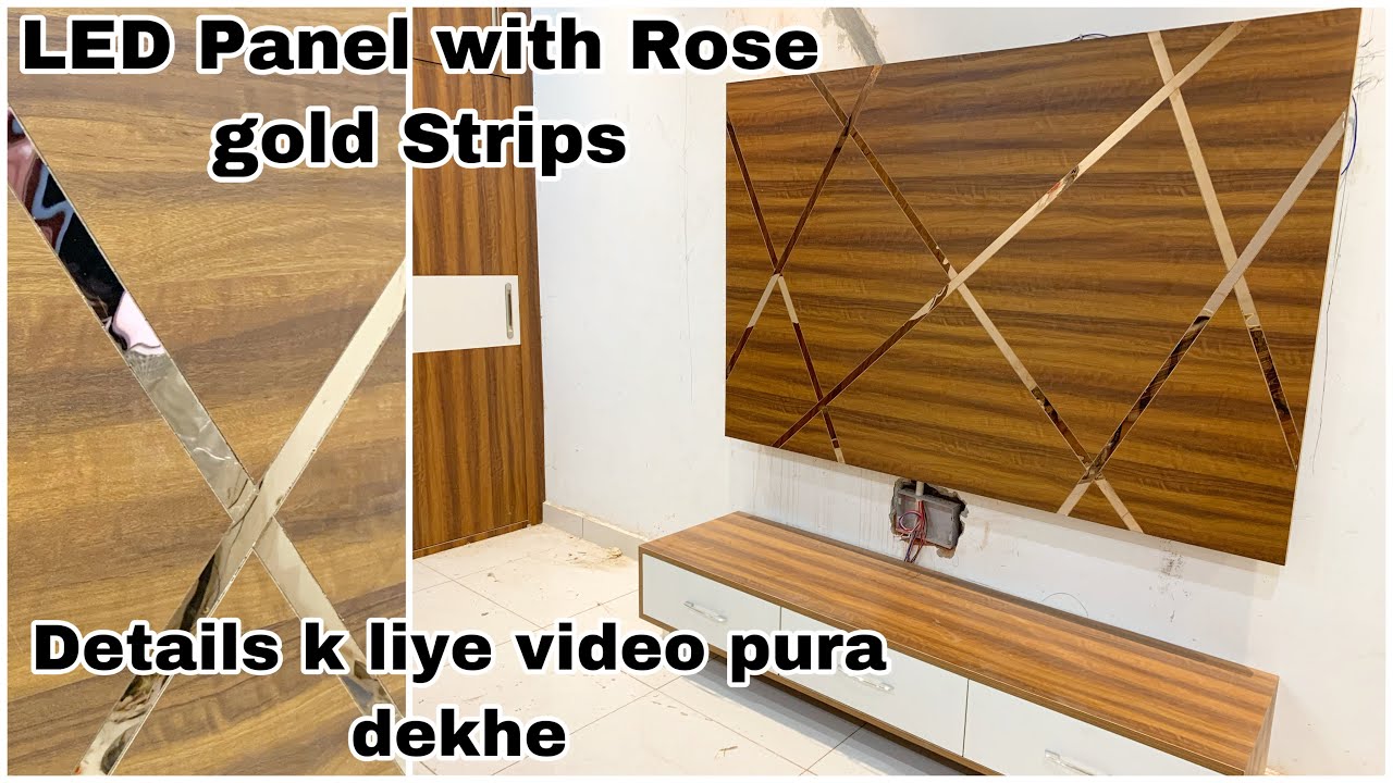 LED TV Panel With Rose Gold Steel Strips | LED Panel Design in India