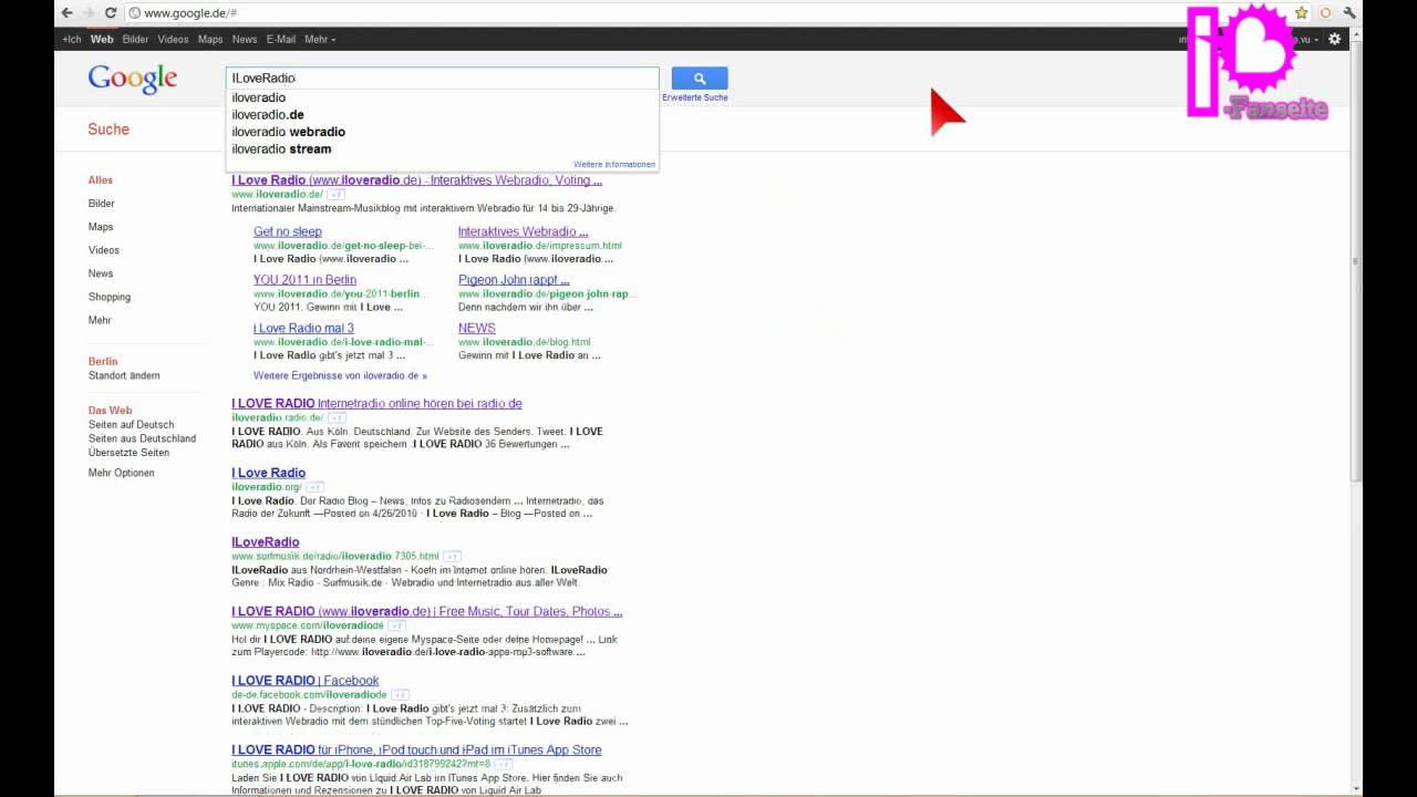 So findet ihr unsere Fanseite auf Google...