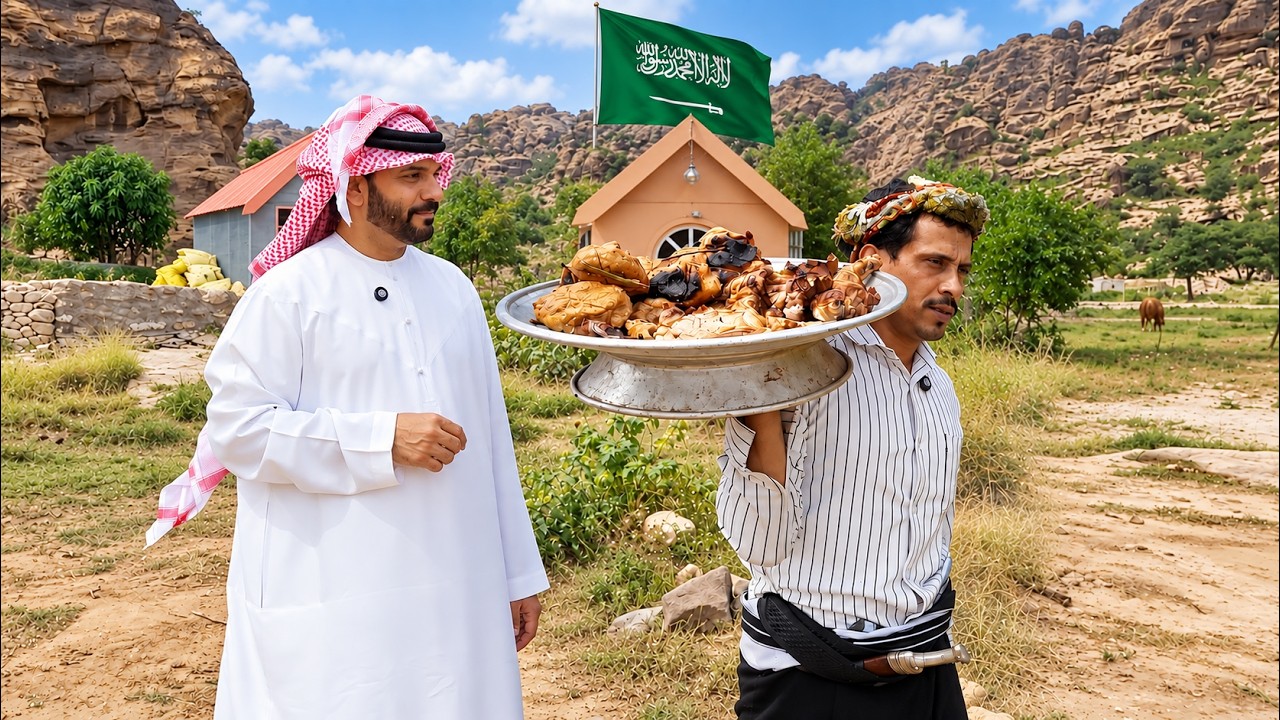 طريقة عمل حنيذ اللحم من اعلى جبال جازان😳