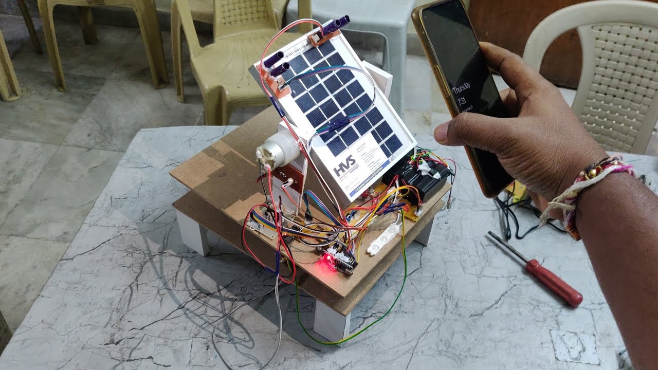 IOT based Dual-Axis Solar Tracking system with Blynk monitoring and controlling
