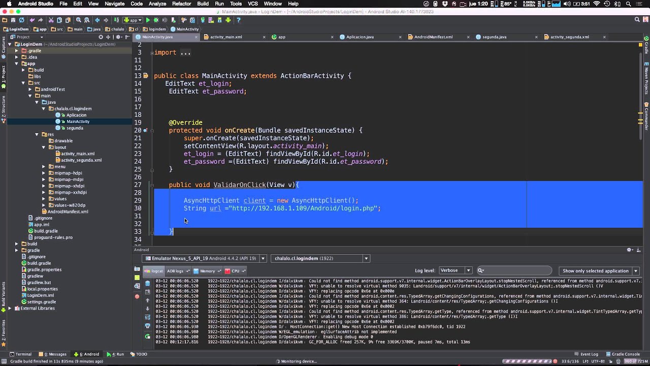 Crear una pantalla de Acceso con Android y PHP