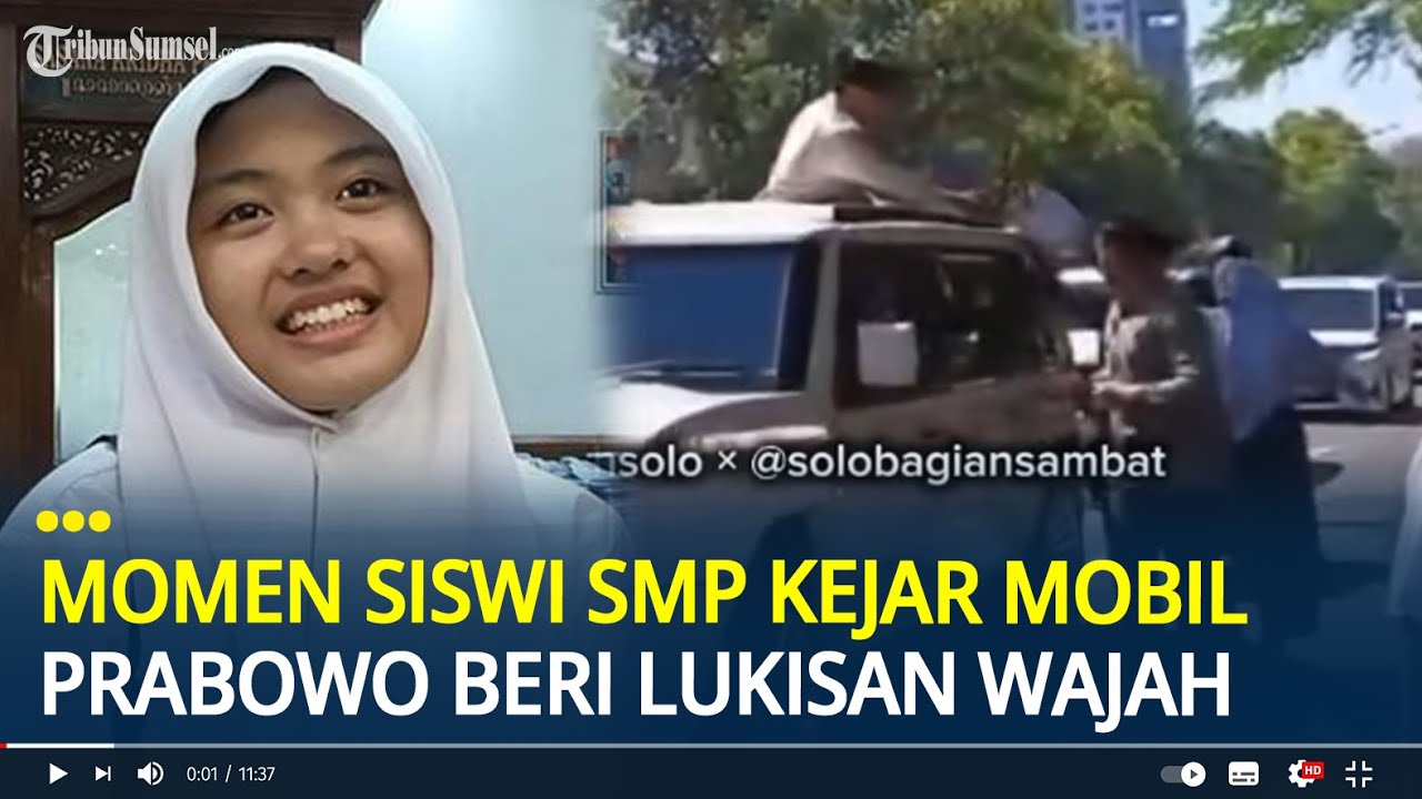 Momen Siswi SMP Kejar Mobil Presiden Beri Lukisan Wajah Prabowo, Dihadiahi Beasiswa Hingga Kuliah