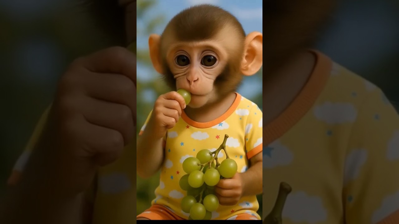 Baby Monkey’s Grapes & Giggles Will Melt Your Heart! 🍇🐵❤️